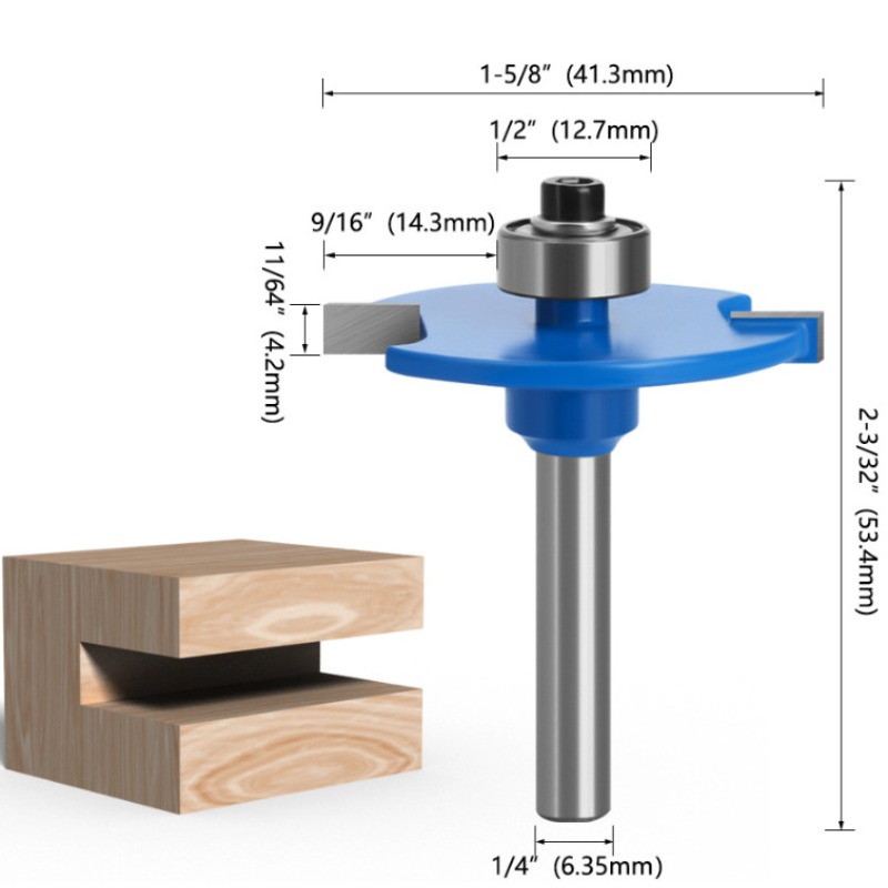 Woodworking Nc - 1 adet 6.35mm Shank T-Sloting Biscuit