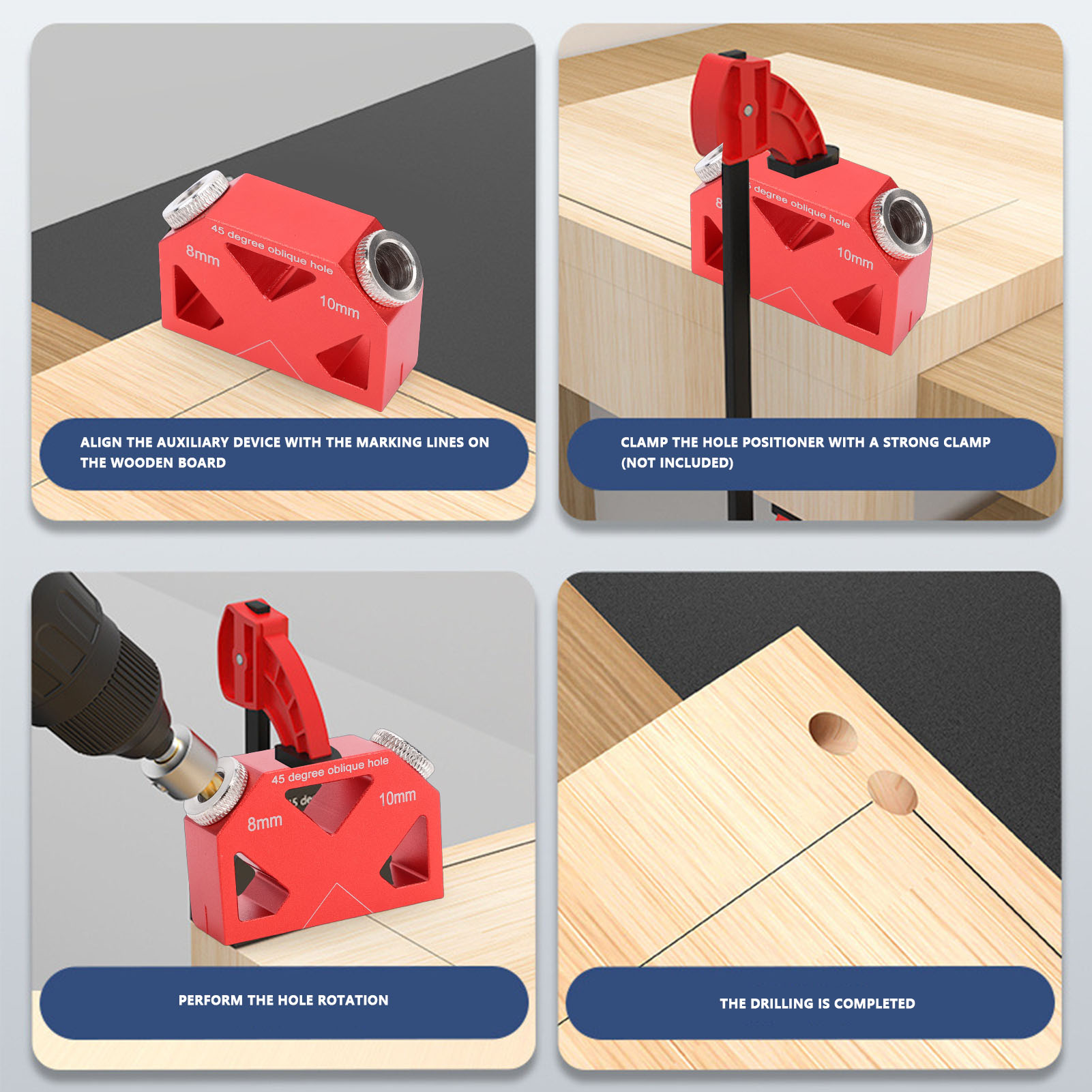 45 °   Açı Delik Açma Aparatı  - Woodworking Hacks incelemesi ve fiyatı