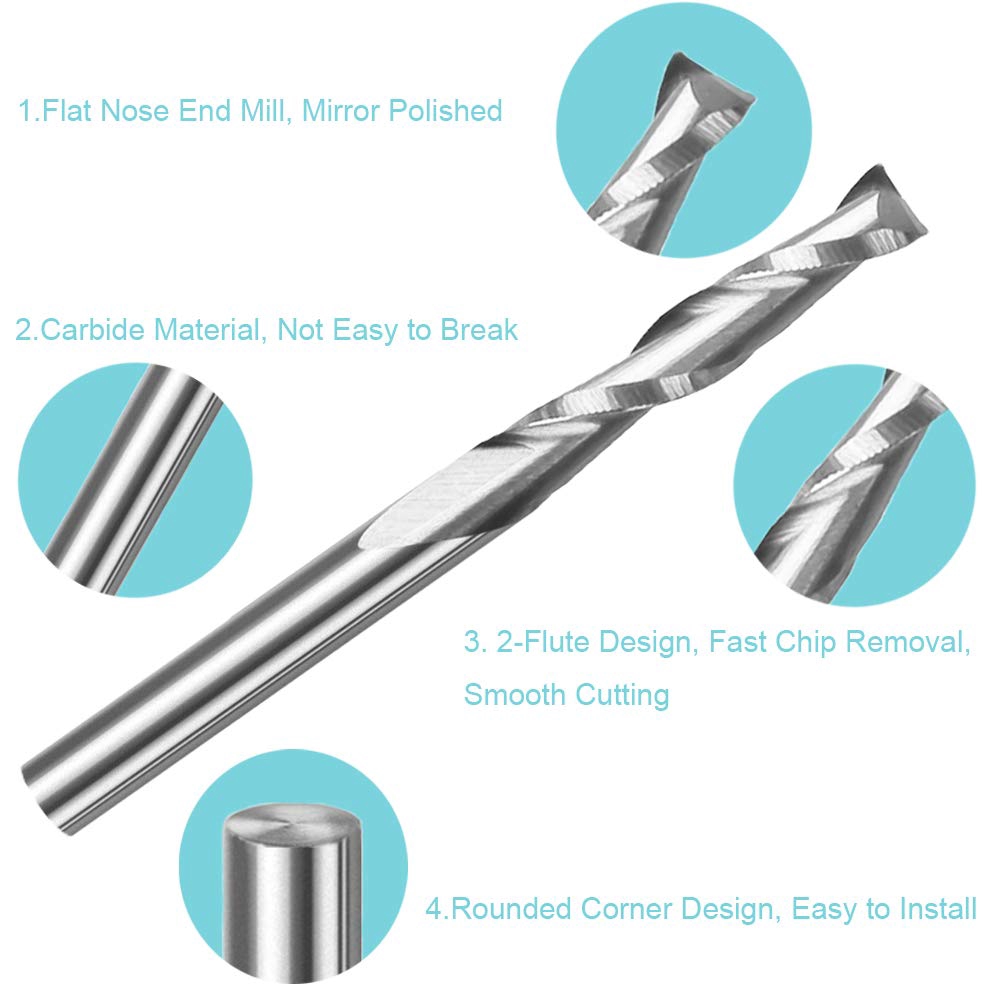 10 adet 3.175 1/8 Shank 2 Kana - Woodworking Nc incelemesi ve fiyatı